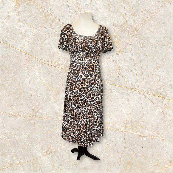 As U Wish Animal print Short Sleeve Midi Dress - Picture 3 of 8
